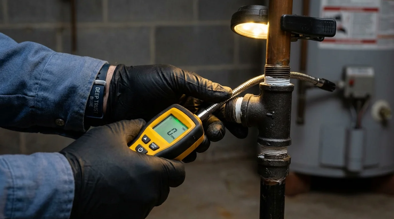 Gas leak detection with electronic sniffer by Johns Plumbing LLC in Glenrock